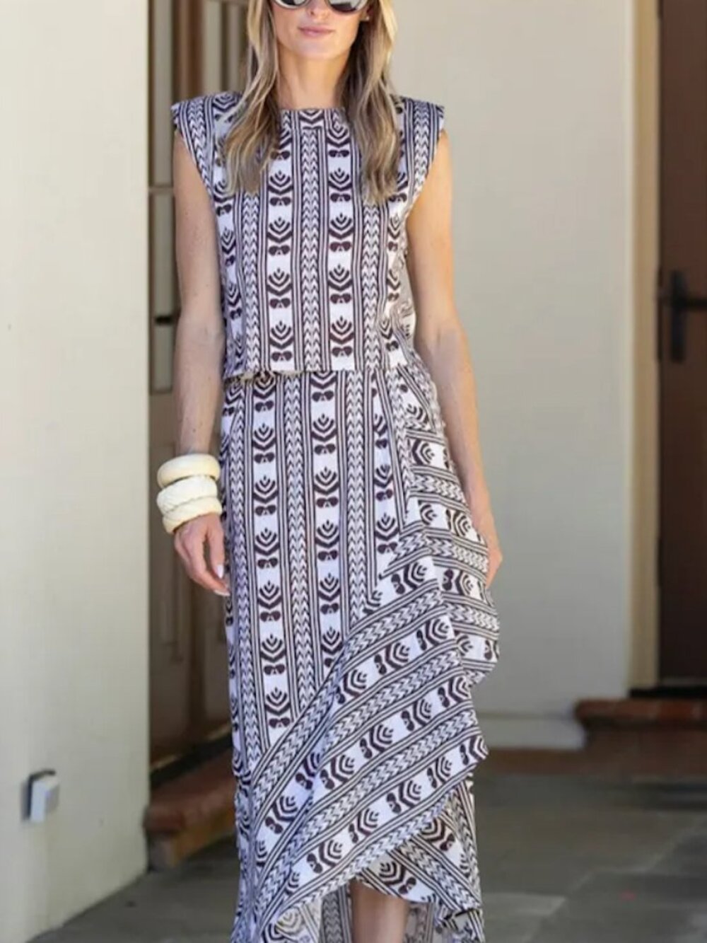 Julia Amory Two-Piece Skirt Set in Brown Size Large